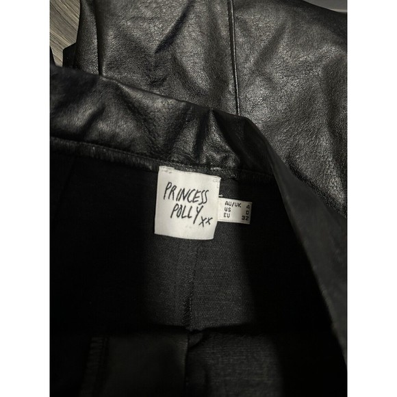 Princess Polly High Waist Faux Leather Straight Pants Women Black Size 0 - Picture 4 of 4